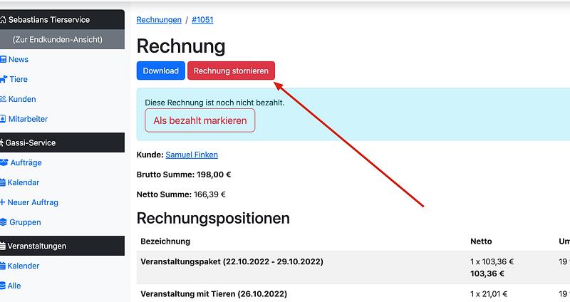 Rechnung stornieren