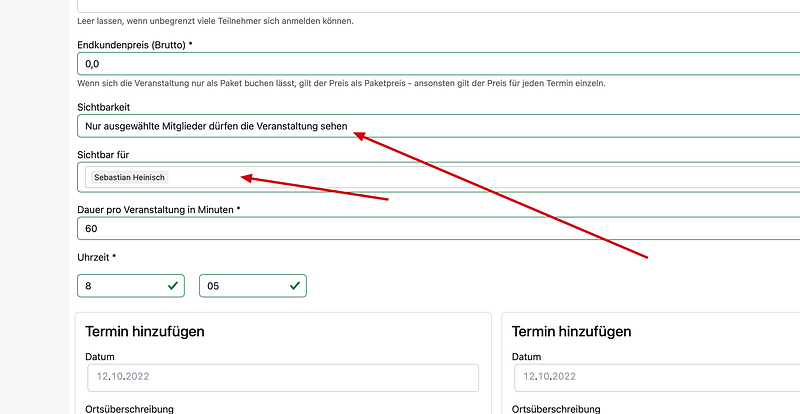 Veranstaltung freigeben