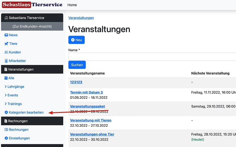 Veranstaltungen in Kategorien