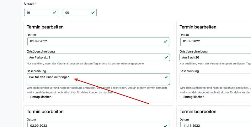 Termin mit Beschreibung